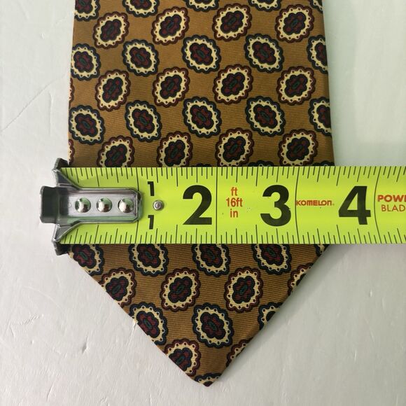 Brooks Brothers Makers Silk Necktie Tie Men's Brown Red Yellow Made in USA - Picture 3 of 3